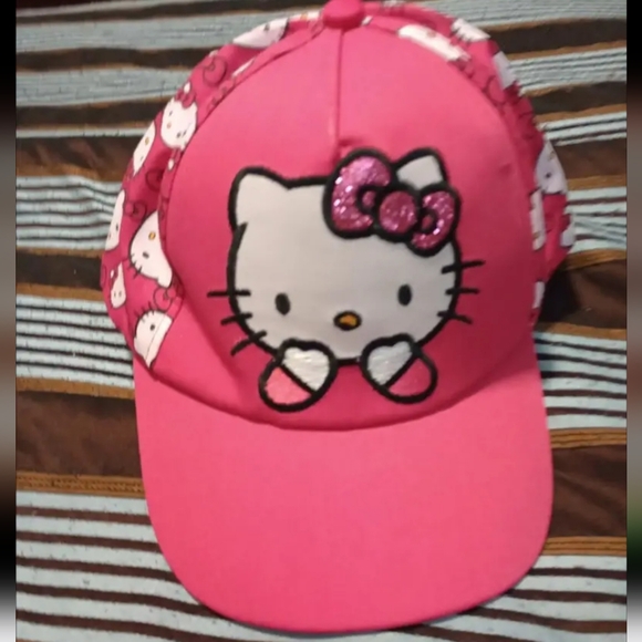 Hpt pink polka dot childrens adjustable Hello Kitty cat baseball cap hat - Picture 1 of 3
